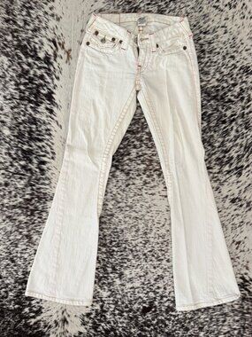 True Religion White Bootcut Flare Jeans Sz 25